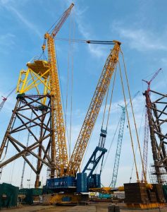 Sarens Lifts 48 Wind Farm Jackets at Lamprell Fabrication Facilities